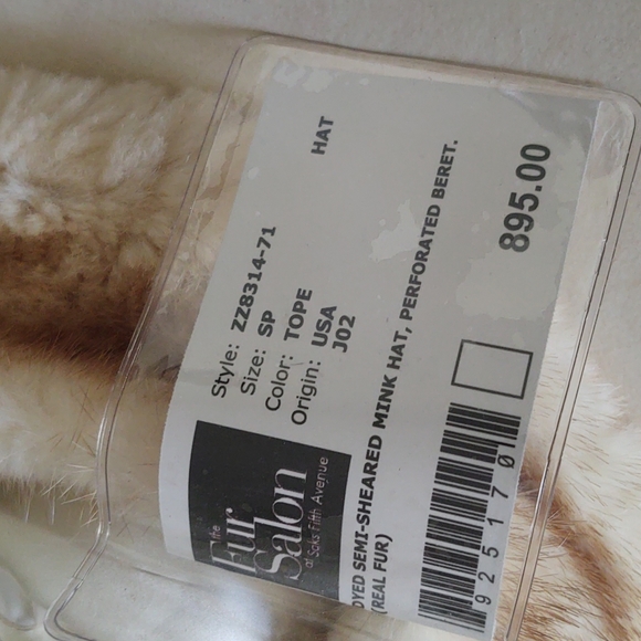 Saks Fifth Avenue Semi-Sheared Mink Beret - Picture 3 of 6